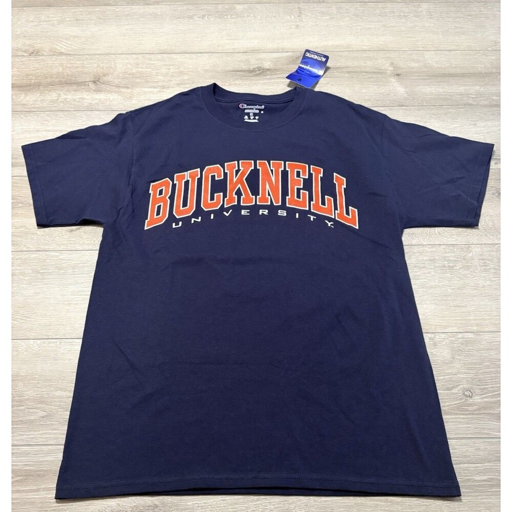 NWT Bucknell University Champion Athleticwear Navy Orange SS T Shirt Men's M